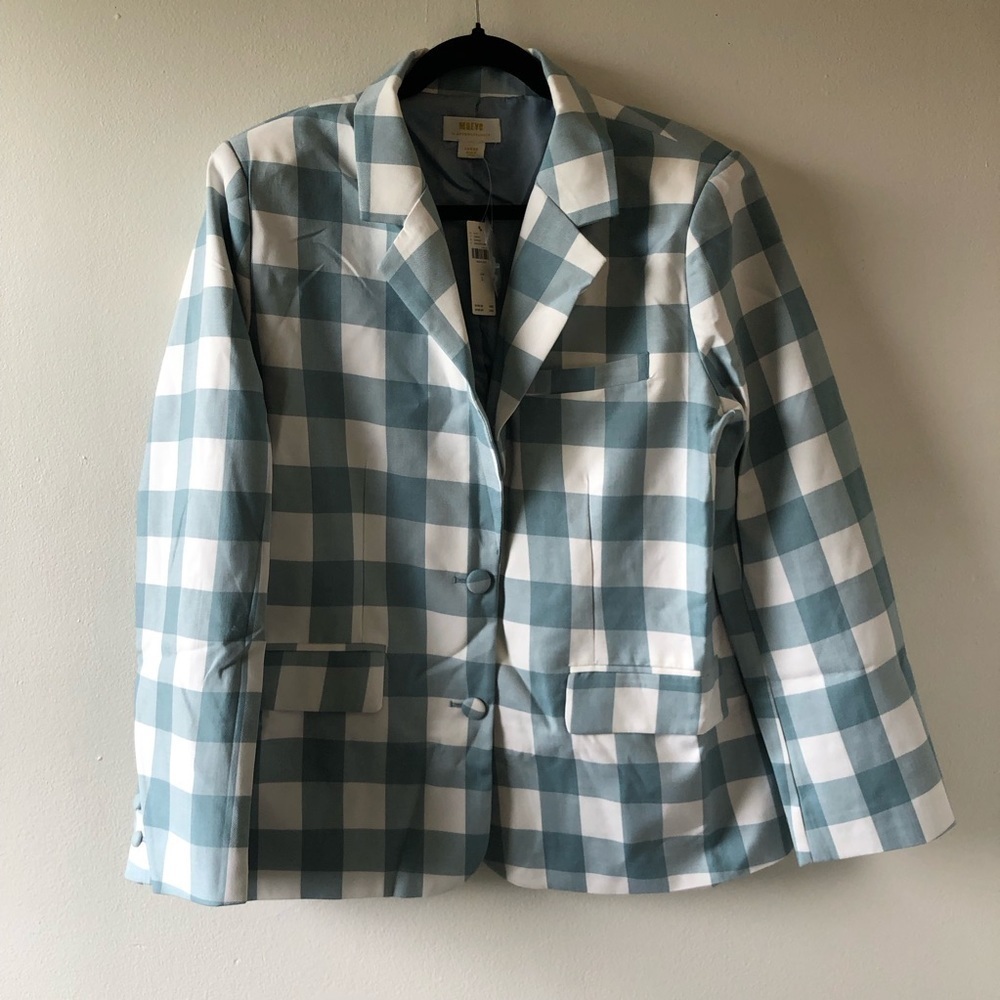 NWT Maeve Anthropologie Moss Gingham Jacket Blazer L - Picture 4 of 15